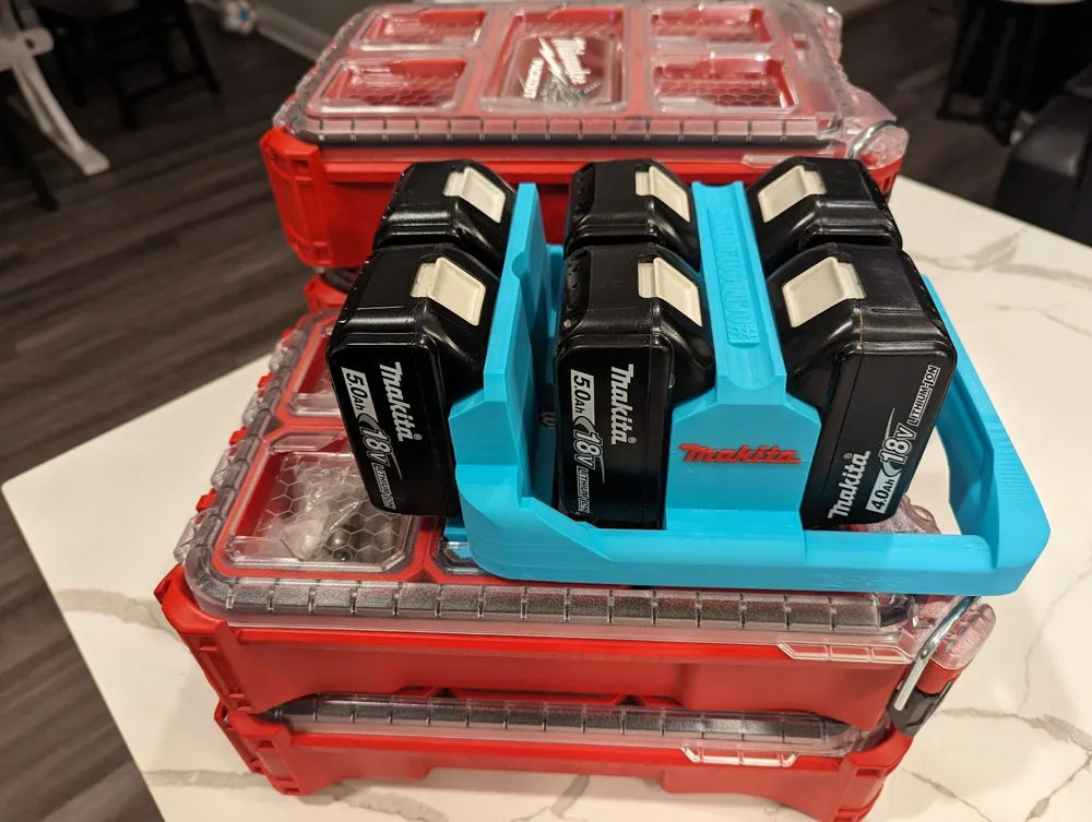 Lid Locking Makita 18v Battery Holder x6 (RS-Mk18LLBC)