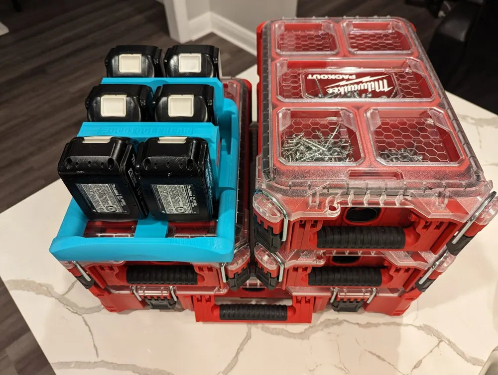 Lid Locking Makita 18v Battery Holder x6 (RS-Mk18LLBC)