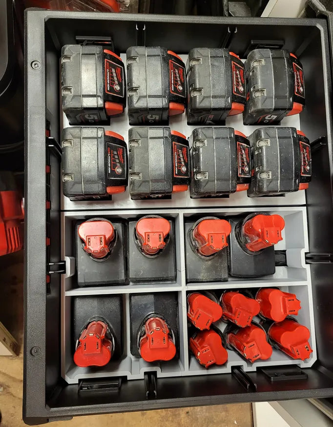Packout Drawer Insert for Small M18 Batteries (MDD-18SB) - Milwaukee Dave Design