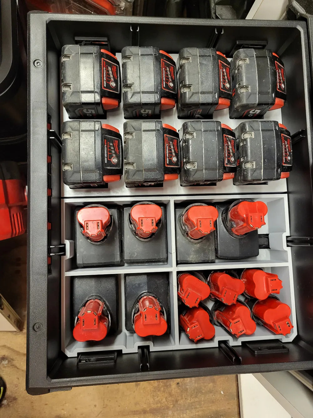 Packout Drawer Insert for Large M18 Batteries (MDD-18LB) - Milwaukee Dave Design