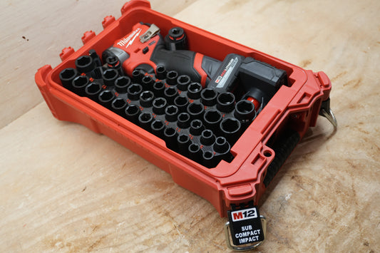 Packout Insert For M12 Sub-Compact 3/8" Impact Wrench + 43-piece Impact Socket Set (SWASH sub)