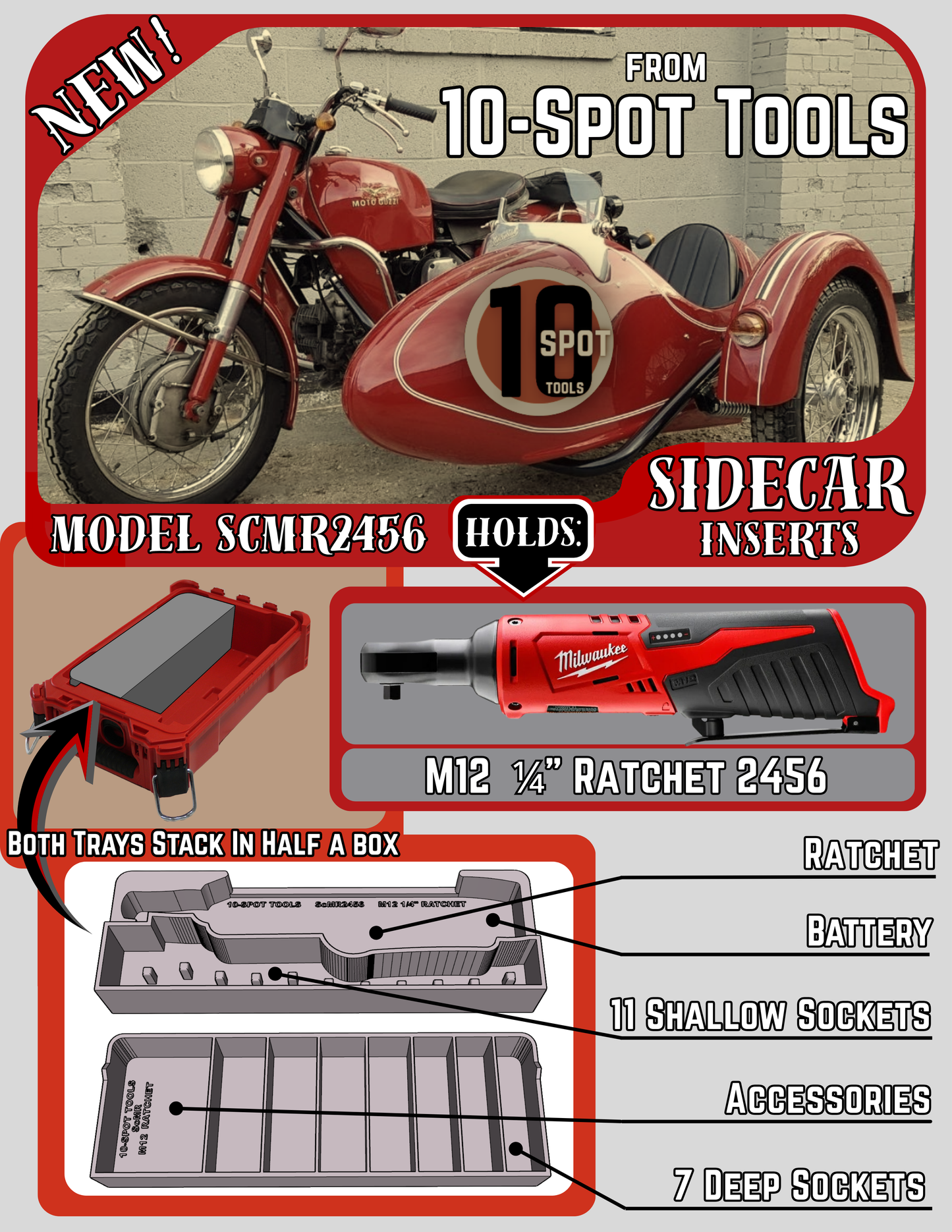 Packout SideCar Insert for M12 1/4" Ratchet (ScMR2456)