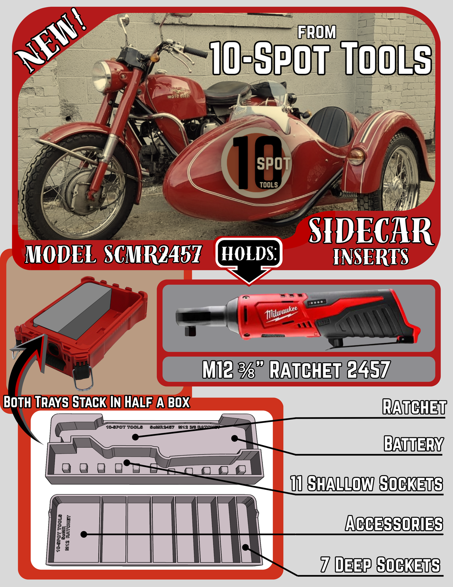 Packout SideCar Insert for M12 3/8" Ratchet (ScMR2457)