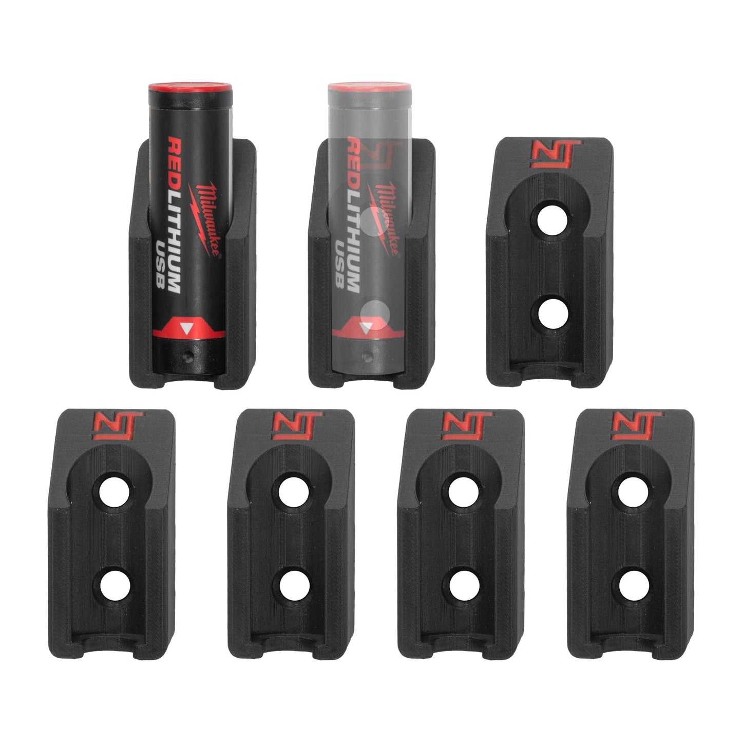Battery Mounts for Milwaukee Red Lithium (7-Pack)