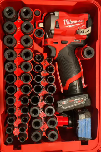 Packout Insert For M12 Stubby 3 8 Impact Wrench 43 piece Impact Soc 10 Spot Tools