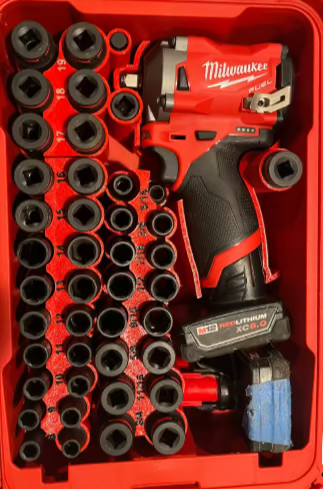 Packout Insert For M12 Stubby 3/8" Impact Wrench + 43-piece Impact Socket Set (SWASH)
