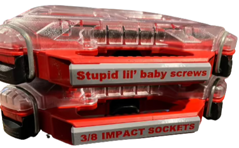 Low Profile Packout Organizer Labels - Black Background