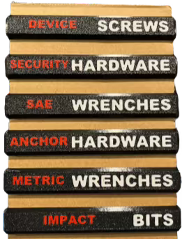 Low Profile Compact Packout Organizer Labels - Black Background