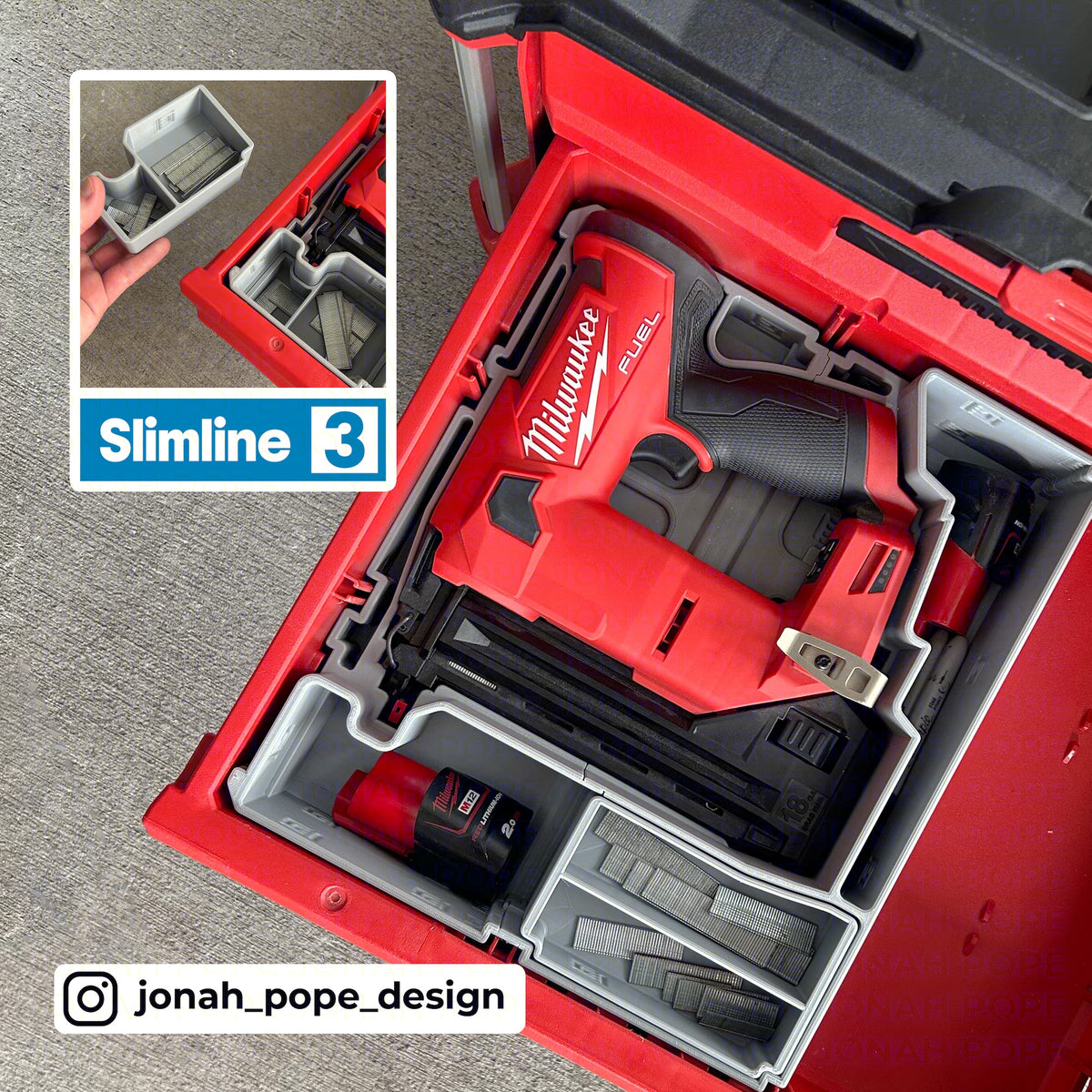 Slimline Packout Drawer Insert for M12 Brad Nailer (JPD-BN)