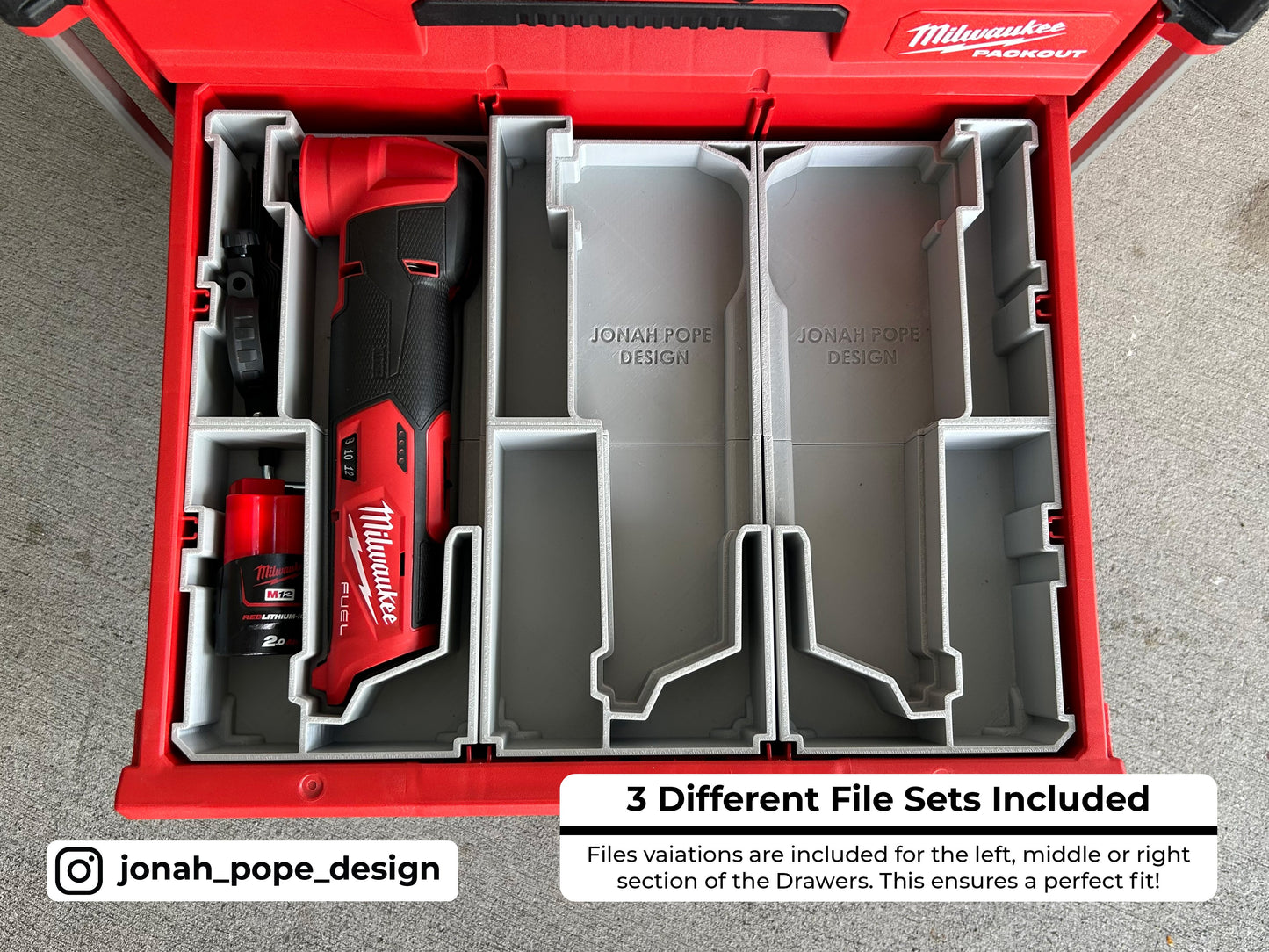 Slimline Packout Drawer Insert for M12 Fuel Multi Tool - Jonah Pope Design (JPD-MT)