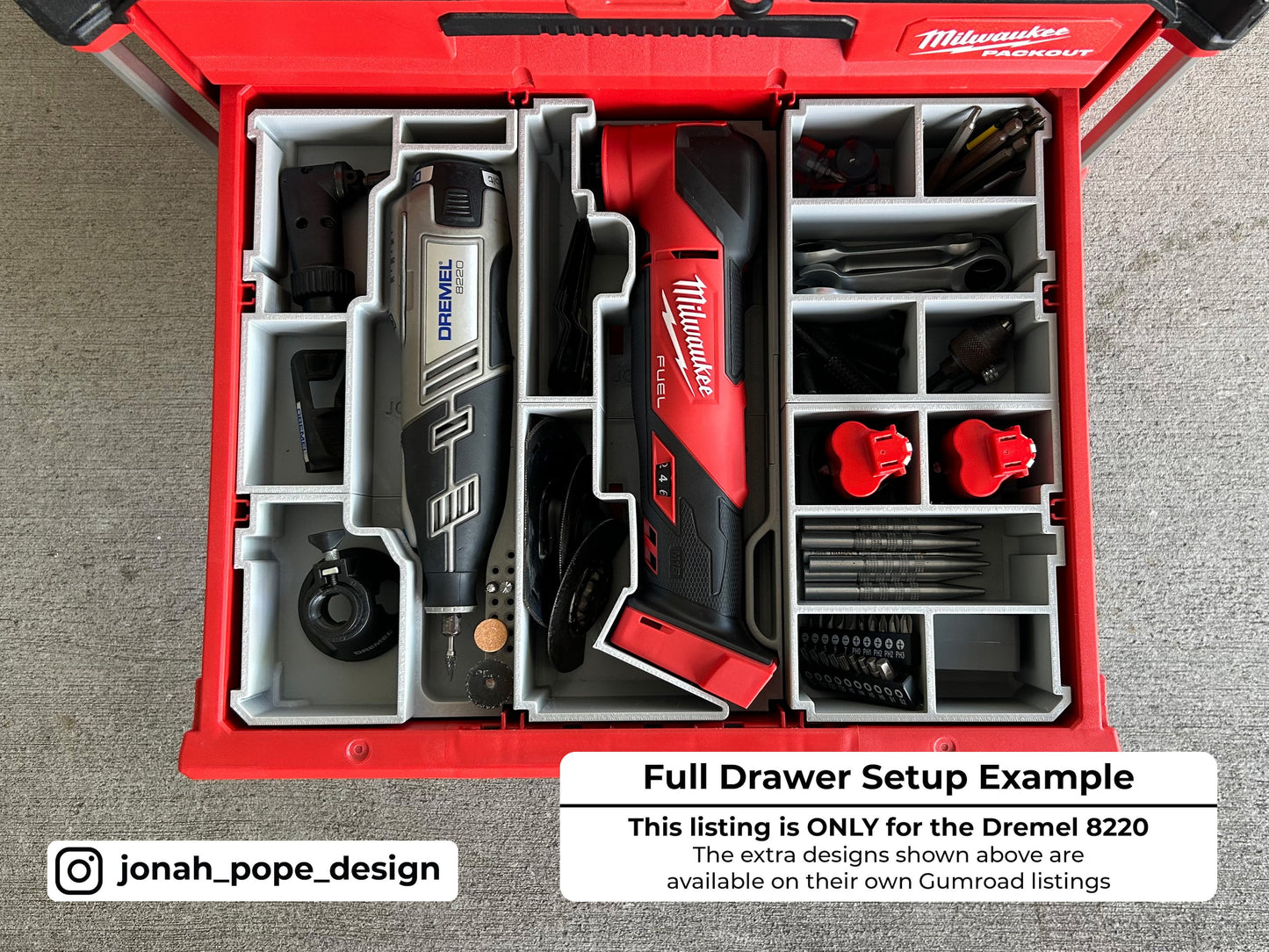 Slimline Packout Drawer Insert for Dremel 8220 - Jonah Pope Design (JPD-D)