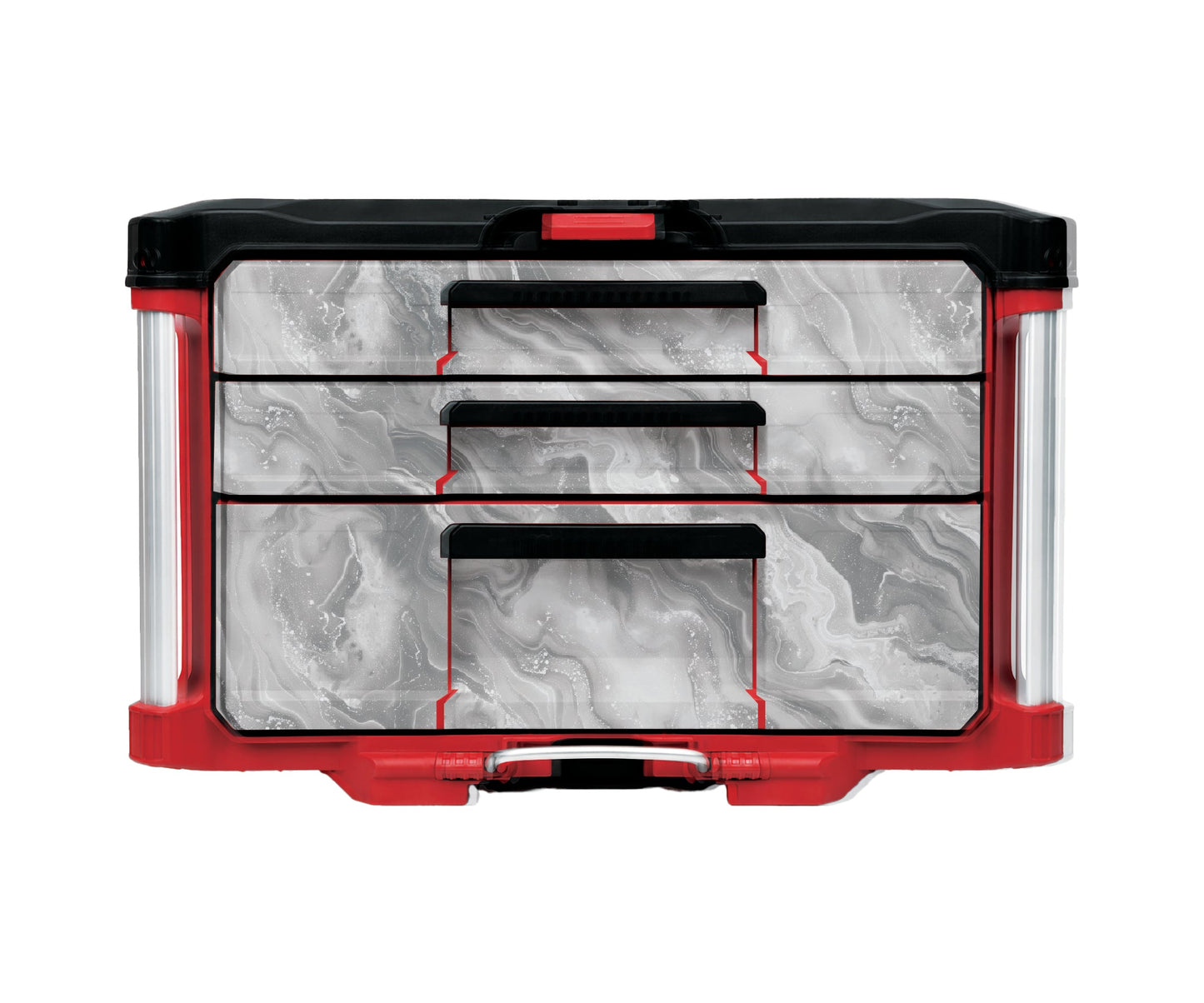 White Marble – 3-Drawer Tool Box - 2 Small / 1 Large Wrap Kit