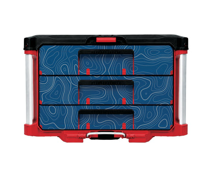Blue Topographic – 3 Medium-Drawer Tool Box Wrap Kit