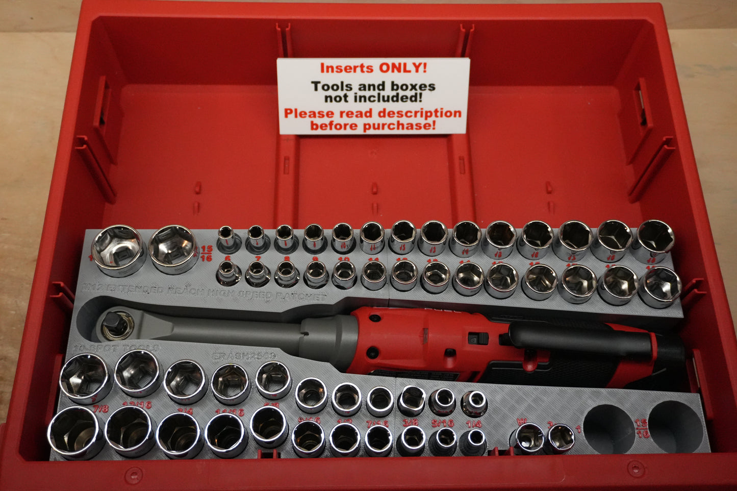 Packout Drawer Insert for M12 FUEL 3/8" Extended Reach High Speed Ratchet and 56-Piece Socket Set (ERASH HS) - Sidewinder Style