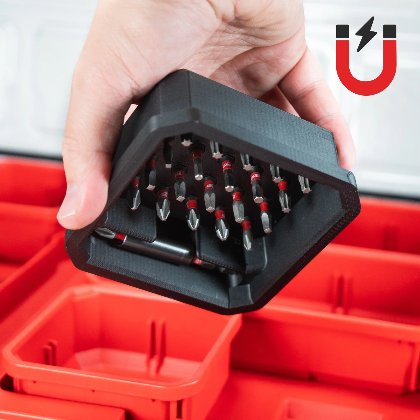 Magnetic Bit Bins for Milwaukee Low-Profile PACKOUT Organizer