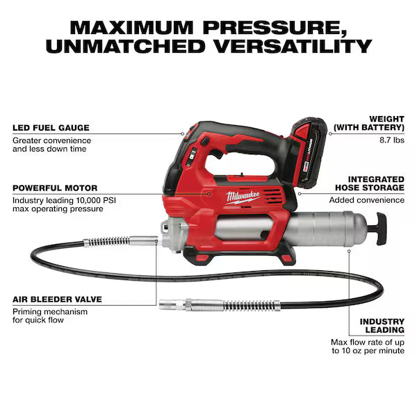 Milwaukee M18 Grease Gun Kit (2646-21CT)