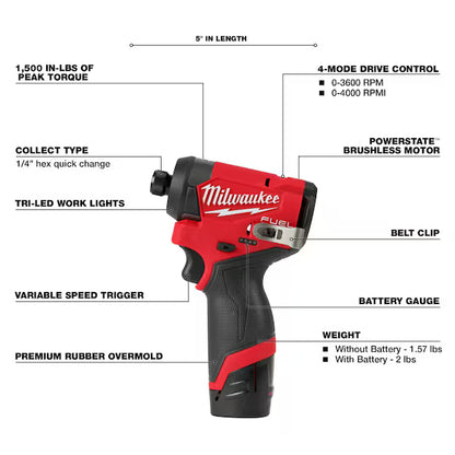 M12 Drill/Impact Driver Combo Kit w/ Large & Small Format Batteries and Charger (2598-22)