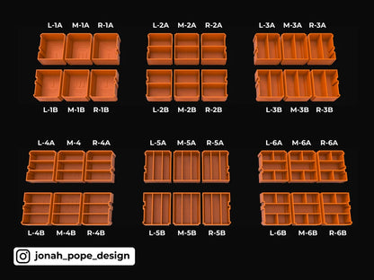 Slimline Packout Drawers Organizer Tubs Inserts (Red/Black) - Jonah Pope Design (JPD-OT)