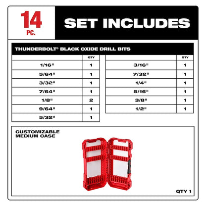 Milwaukee Thunderbolt Assorted Black Oxide Drill Bit Set 3-Flat Shank 21 pc