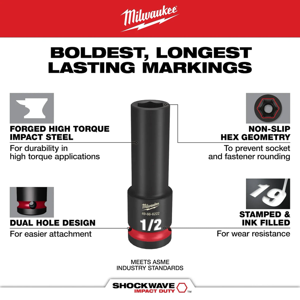 Milwaukee 43 PC Shockwave™ 3/8" Drive SAE & METRIC Deep 6 Point Set - (49-66-7009)