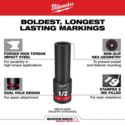Milwaukee 43 PC Shockwave™ 3/8" Drive SAE & METRIC Deep 6 Point Set - (49-66-7009)