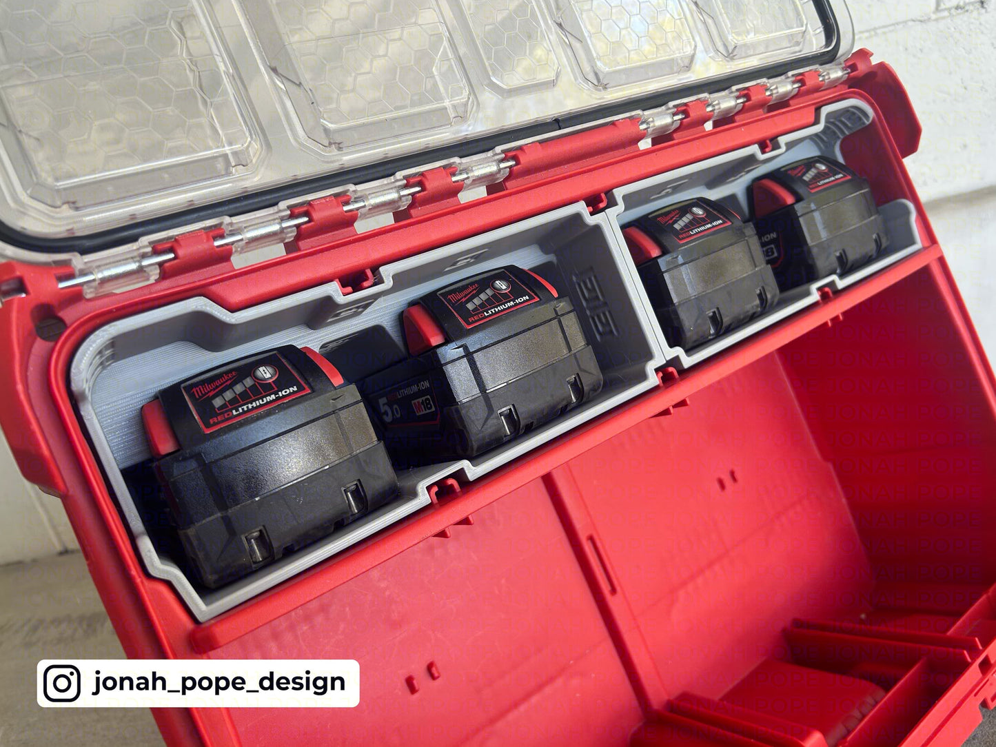 Packout Deep Organizer Insert for Milwaukee M18 Batteries-By Jonah Pope (JPDO-M18BR)