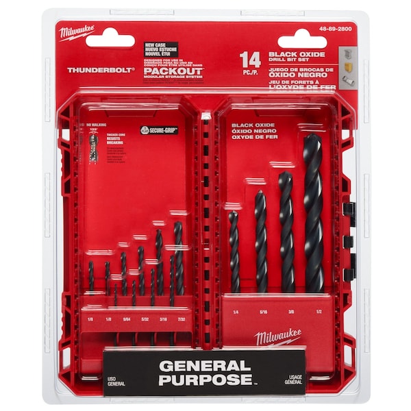 Milwaukee Thunderbolt Assorted Black Oxide Drill Bit Set 3-Flat Shank 21 pc