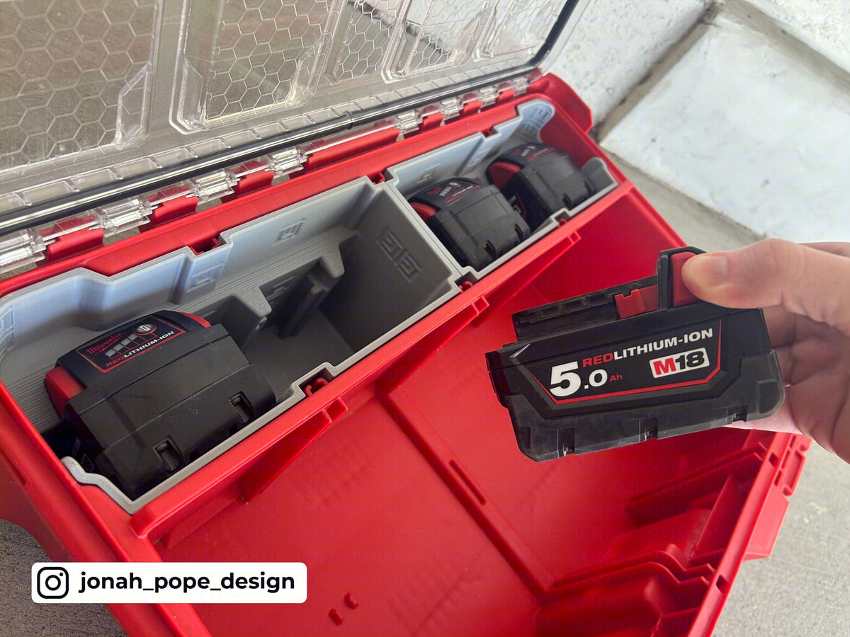 Packout Deep Organizer Insert for Milwaukee M18 Batteries-By Jonah Pope (JPDO-M18BR)