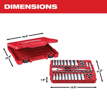 Milwaukee 47 PC 1/2" Drive METRIC/SAE Ratchet & Socket Set - (48-22-9010)