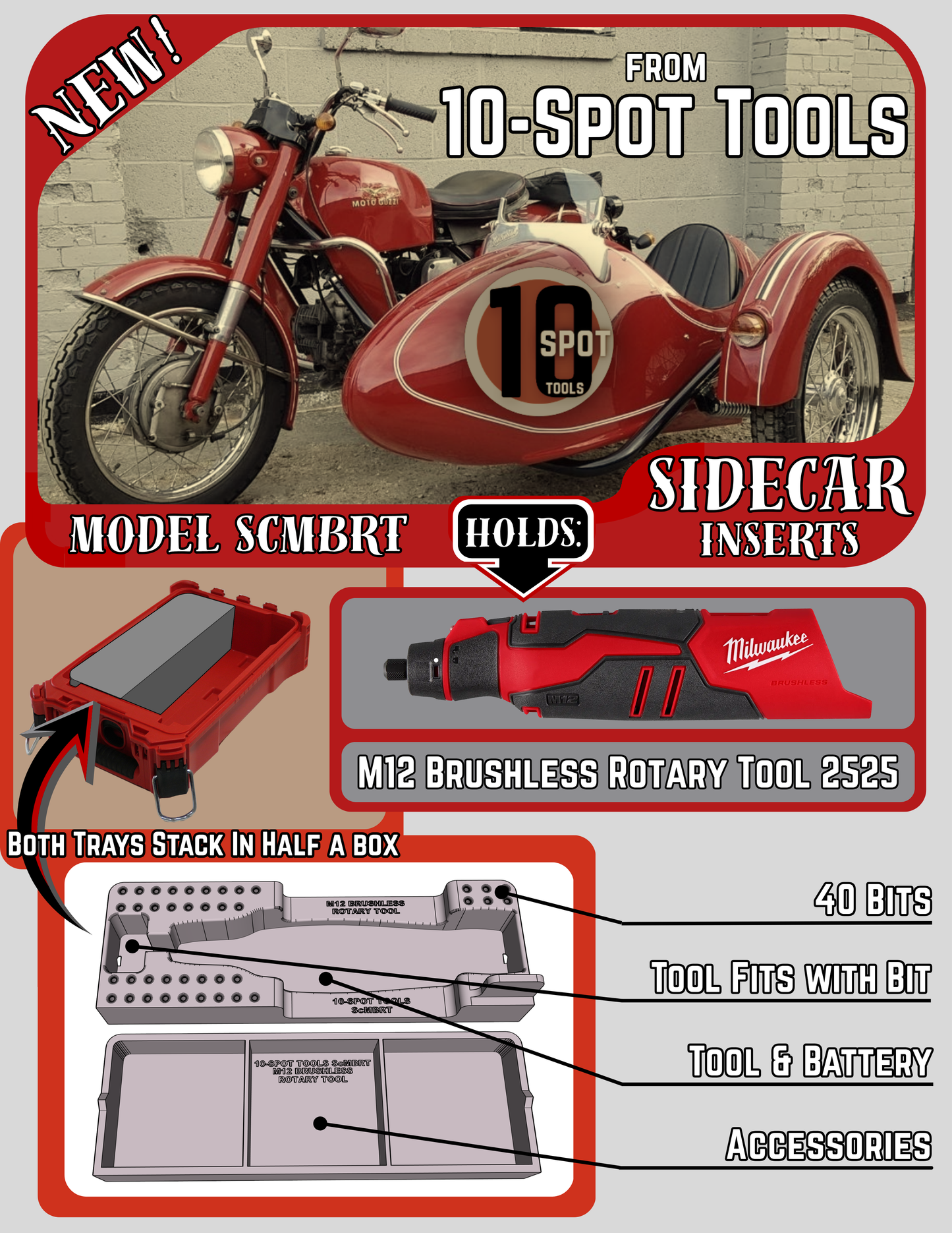 Packout SideCar Insert for M12 Brushless Rotary Tool (ScMBRT)