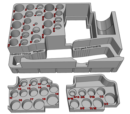 Packout Organizer Insert for NEW M12 Ratchets and Impact Socket Set (MRg2SH)