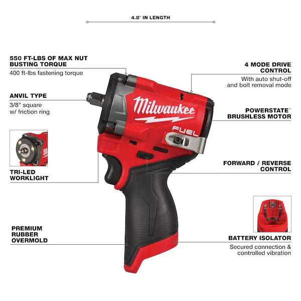 M12 FUEL Stubby 3/8" Impact Wrench (2562-20)