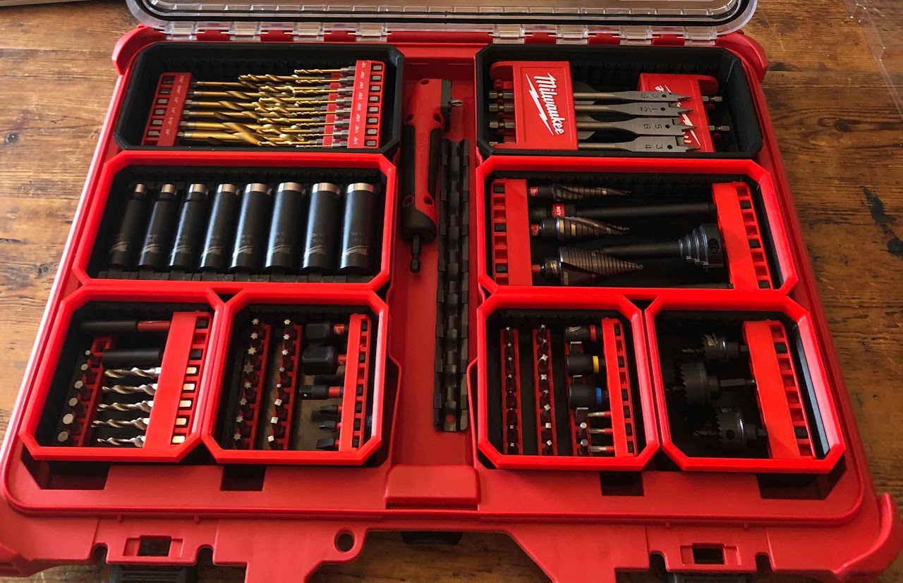 Bit Holders for use with the Milwaukee Tools Shockwave case and 3D Printed Bins