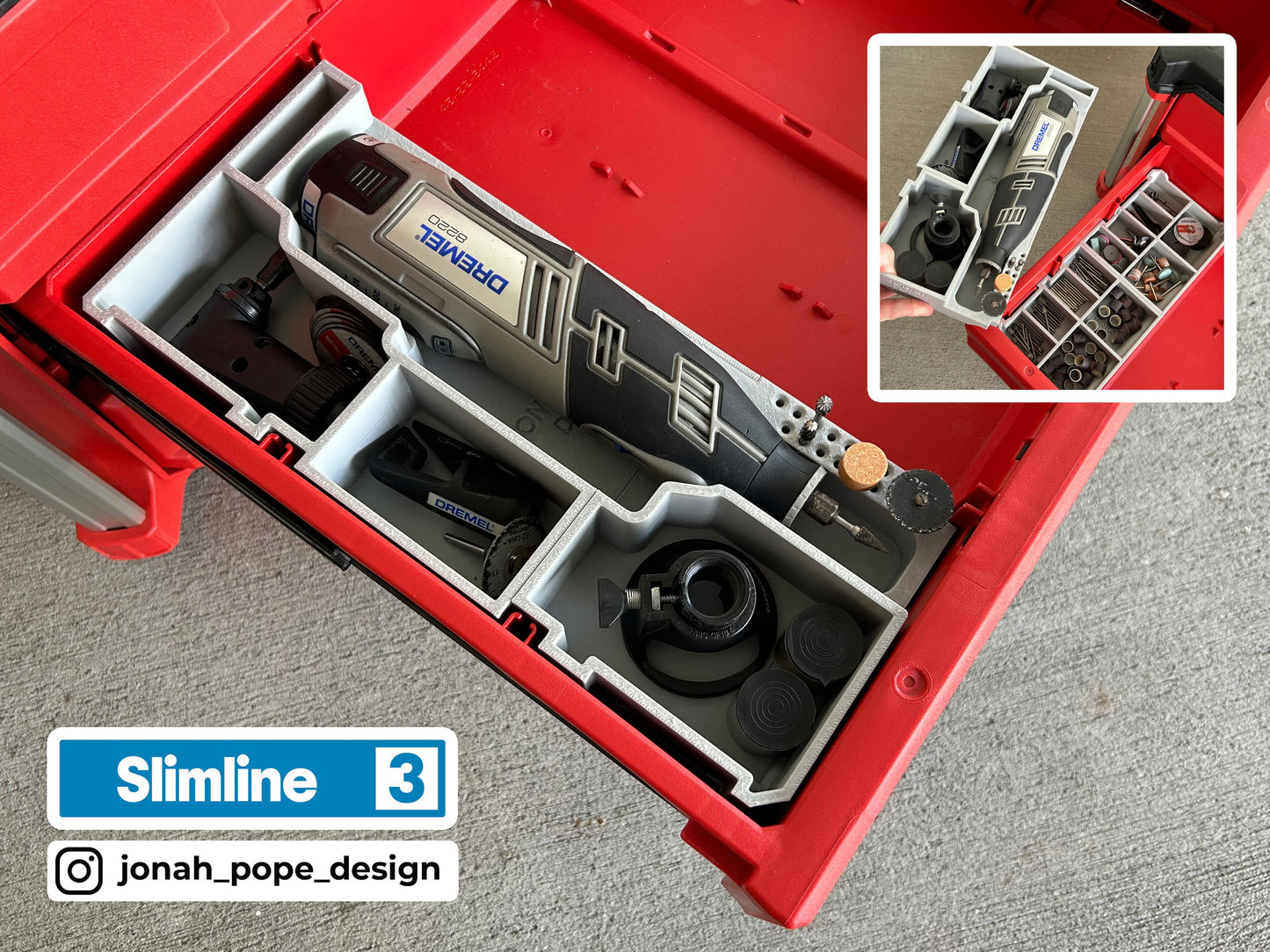 Slimline Packout Drawer Insert for Dremel 8220 - Jonah Pope Design (JPD-D)