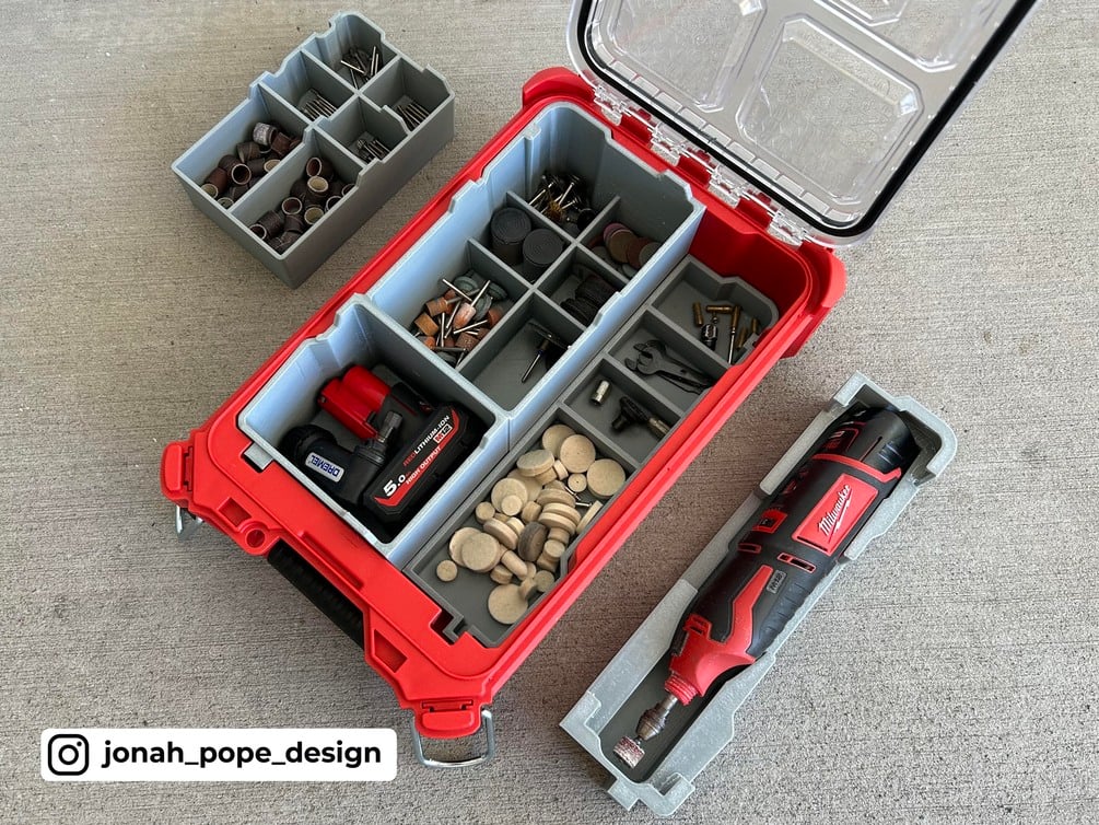 Rotary Tool / Dremel Bit Bin Organization Pack For Milwaukee Packout Pack  Out