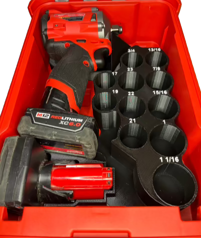 Packout Insert for M12 1/2” Stubby Impact Wrench and Lug Nut Sockets (SHWASH)