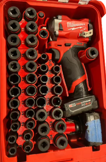 Packout Insert For M12 Stubby 3/8" Impact Wrench + 43-piece Impact Socket Set (SWASH)