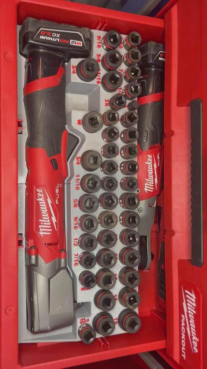 Packout Drawer Insert for M12 FUEL Right Angle Impact Wrench and 43-Piece Impact Socket Set (RAWD) - Sidewinder Style