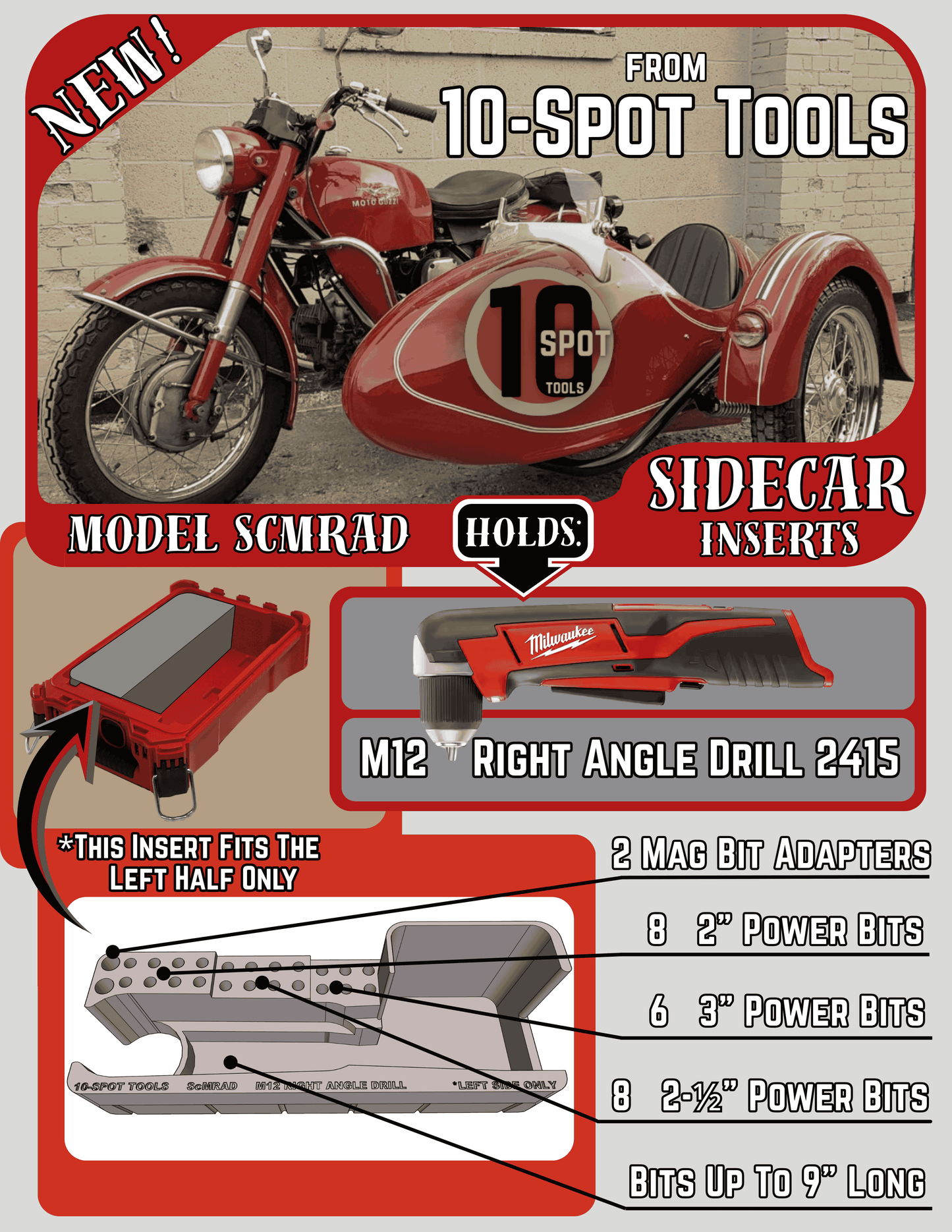 Packout SideCar Insert for M12 Right Angle Drill (ScMRAD)