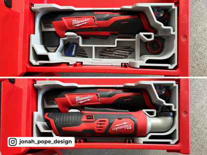 Slimline Packout Drawer Insert for M12 Right Angle Drill and Impact Driver - Jonah Pope Design (JPD-RADI)