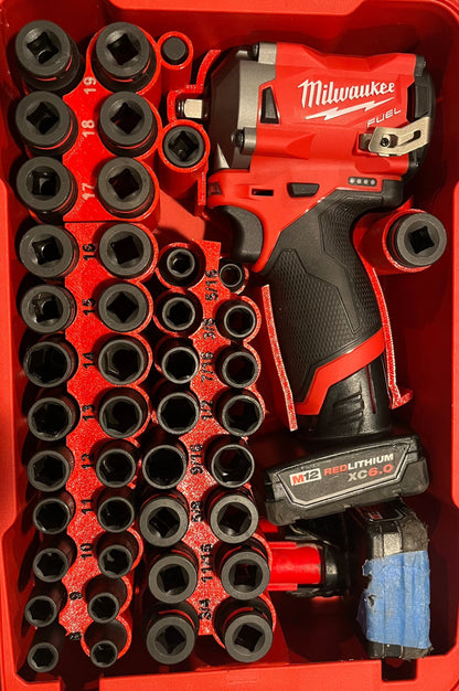 Packout Insert For M12 Stubby 3 8 Impact Wrench 43 piece Impact Soc 10 Spot Tools